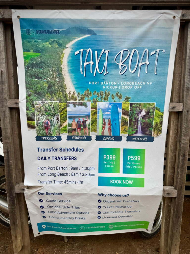 Taxi-boat Port Barton San Vicente